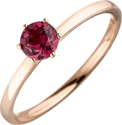 Produktbild von Solitär Ring aus 585 Gold Rotgold mit Edelstein Rhodolith rot facettiert Innenumfang 50mm  Ø15.9mm