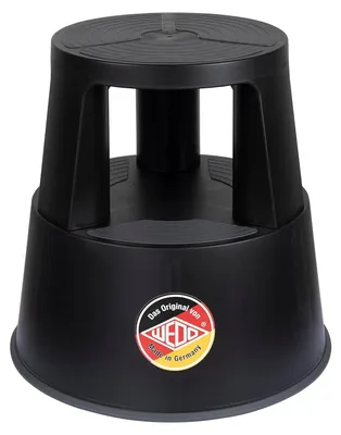 Image de Tabouret à roulettes marchepied - Pliable - 2 marches - Noir - Antidérapant, charge 150 kg