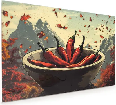 Produktbild von Küchenrückwand Spritzschutz Glas mit Motiv Frische Chilischoten 40 x 40 cm
