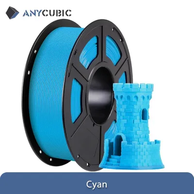 Image de Filament pour imprimante 3D - PLA - 1,75 mm - 3 kg - Pour imprimantes 3D FDM - Cyan
