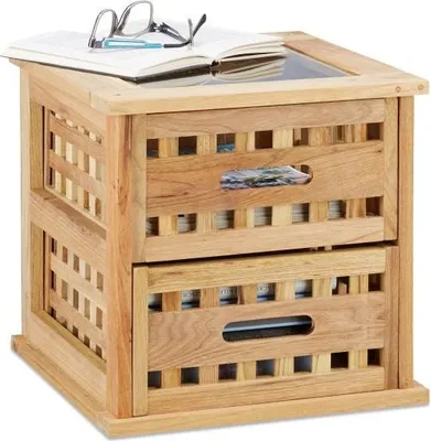 Image de Table d'appoint en noyer avec 2 tiroirs