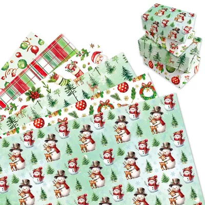 Produktbild von Geschenkpapier 12 Bögen Weihnachten Rot Grün 68 x 50 cm