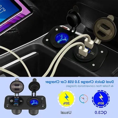 USB Ladepunkt für Auto mit QC 3.0, LED Voltmeter und Touch-Schalter für 12V/24V Fahrzeuge und Boote