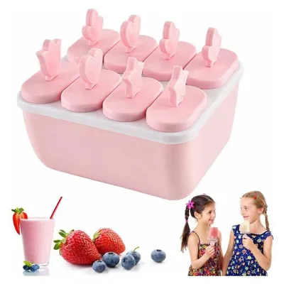 Produktbild von Eisform, wiederverwendbare DIY-Eisformen am Stiel, Eisform BPA-frei, Silikon-Eisformen am Stiel, für Kinder und Erwachsene (Pink)