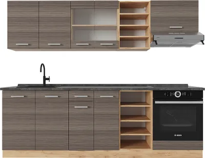Produktbild von Küchenzeile Vicco R-Line Edelgrau/Goldkraft Eiche 240 cm , AP Anthrazit, Model 53405
