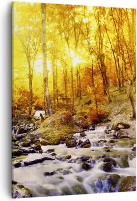 Produktbild von Bild auf Leinwand - Leinwandbild - Einteilig - Berge Bach Wasser - 50x70cm - Wand Bild - Wanddeko - Wandbilder - Leinwanddruck - Kunstdruck - Wanddekoration - Leinwand bilder - Wandbild - PA50x70-3717