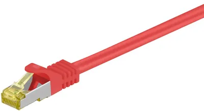 Zdjęcie produktu dla 260x Goobay 91571 Kabel krosowy RJ45 CAT 6A S/FTP (PiMF), 500 MHz z surowym kablem CAT 7, czerwony, 0,25 m - powłoka kabla bezhalogenowa LSZH, miedź, wtyczka RJ45 (CAT 6A)