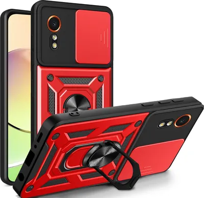 Produktbild von Outdoor Panzerhülle für Samsung Galaxy Xcover 7 | Robuster Kameraschutz mit Ringhalter Rot