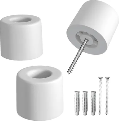 Image de Lot de 3 butoirs de porte | Vis de fixation au sol en caoutchouc | Blanc | Fixation au sol