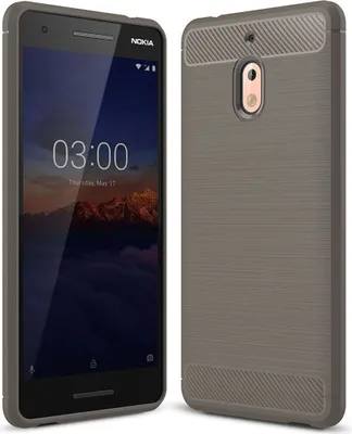 Produktbild von Nokia 2.1 Hülle Silikon Grau Carbon Optik Case TPU Handyhülle Bumper