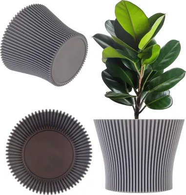 Image de KADAX Pot de fleurs Pot de fleurs 17cm Couverture de plantes Support de fleurs Plastique Gris