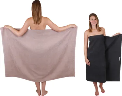 Produktbild von Betz 2 Stück XXL Duschtücher 100 x 150 cm BERLIN  Badetücher 100% Baumwolle Farbe – cappuccino-graphit