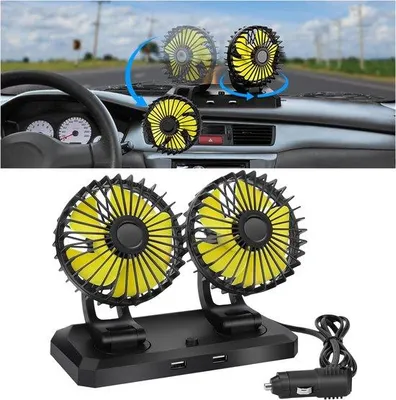 Produktbild von 12V Doppelkopf-Autoventilator 360° drehbar für SUV Boot