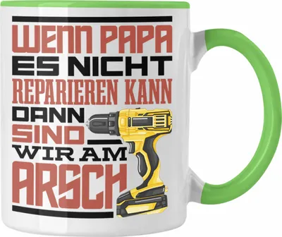 Produktbild von Trendation - Wenn Papa Es Nicht Reparieren Kann Tasse Geschenk Papa Vatertag Geschenkidee Lustiger Spruch (Grün)