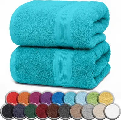 Produktbild von Frottier SAUNATÜCHER 2er Pack 80x200cm, 100% Baumwolle, Türkis