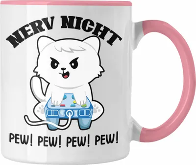 Produktbild von Trendation - Lustige Gamer Tasse Nerv Nicht Pew Pew Geschenk Zocker Lustiger Spruch Geschenkidee Jungs (Rosa)