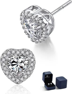 Image de Moissanite coeur boucles d'oreilles 1 carat argent 925 femmes hypoallergénique