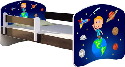 Produktbild von ACMA Jugendbett Kinderbett Junior-Bett Komplett-Set mit Matratze Lattenrost und Rausfallschutz Wenge 22 Kosmos 180x80