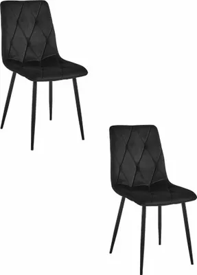 Obrázek produktu pro Židle Valora LIBRA, černý samet, černé nohy x2 | Sada 2 celočerných židlí pro elegantní, minimalistický interiér