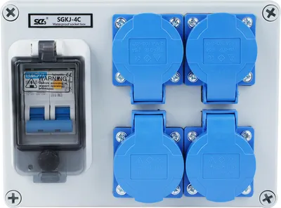 Produktbild von Industriesteckdose 4-fach IP54 Wasserdichte Steckdosenverteilerbox mit Fehlerstromschutzschalter (FI)