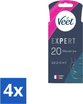 Produktbild von Veet Expert - Enthaarungsstreifen - Gesicht - Empfindliche Haut - 20 Streifen - Vorteilspack - 4 Stücke