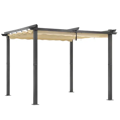 Produktbild von Angel Living Garten Pergola Pavillon Gartenpavillon aus Aluminium in anthrazit, Dachrohre aus Stahl, Verstellbares Dach aus Polyester (Grau, 3 x 3M)