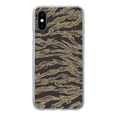 Produktbild von MuchoWow® Handyhülle Schutzhülle Hülle für iPhone X Camouflage-Muster mit Streifen Silikon Softcase Handy Hülle - Handyhülle