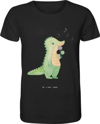 Produktbild von Mr. & Mrs. Panda Tshirt Krokodil Singen Größe L - Schwarz - Geschenk, Band, Live Auftritt, T-Shirt, Hobbysänger, Oberteil, Herren, Basic-Shirt, Herren-T-Shirt, Gesang