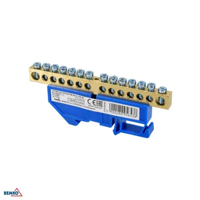 Immagine prodotto di Morsetto per guida 8x12 a 14 vie blu Bemko
