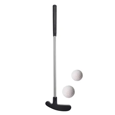 Produktbild von 1 Set Mini-Golf-Putterschläger mit 2 Golfbällen, TPR-Griff, für Rechts- und Linkshänder, Edelstahl-Golfschläger, Kinder und Erwachsene, Tischspiel, Golf-Putter-Training