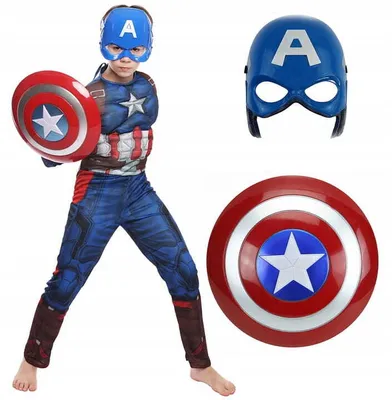 Zdjęcie produktu dla KAPITAN AMERYKA strój kostium dla dzieci MASKA TARCZA rozmiar 120 - 146 Avengers