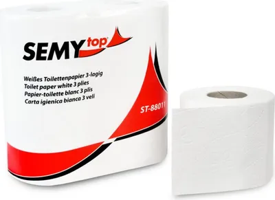 Produktbild von Toilettenpapier SemyTop - 3-lagig - hochweiß - 64 Rollen - 9,6 x 11 cm