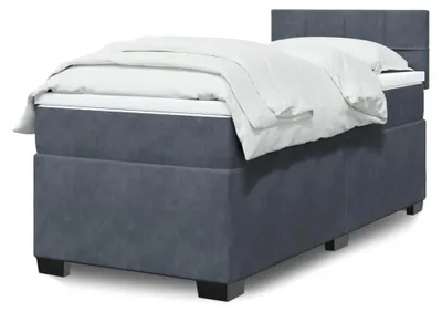 Produktbild von Boxspringbett mit Matratze, dunkelgrau, 90x190 cm, Samt