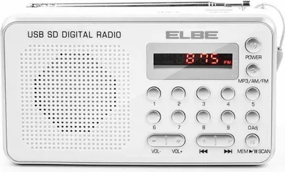 Produktbild von ELBE RF-49-USB, Persönlich, Digital, AM, FM, 3,5 mm, Weiß, Tasten