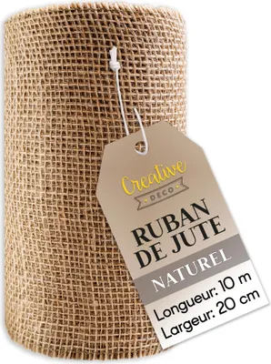 Image de Creative Deco Ruban Chemin de Table Toile de Jute - 20cm x 10m Rouleau Beige