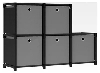Produktbild von Ausstellungsregal mit 5 Würfeln und Boxen, schwarz, 103 x 30 x 72,5 cm, Stoff