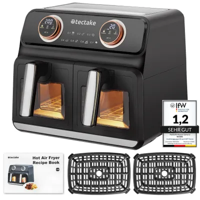 Produktbild von tectake® Heißluftfritteuse Samurai 2 Garräume, je 4 l, 2400 W