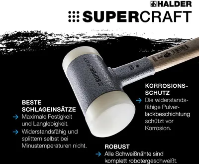 Produktbild von Halder Schonhammer 1000g Gesamtlänge 370mm Kopf-Durchmesser 50mm rückschlagfrei - 3366050