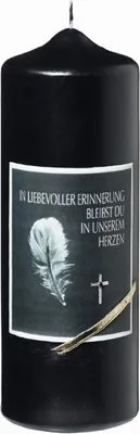 Produktbild von Gedenkkerze, Trauerkerze In Liebevoller Erinnerung 20 x 7 cm, Schwarz