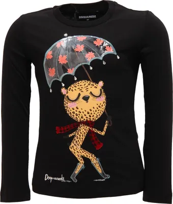 Produktbild von 3303U maglia bimba DSQUARED2 nero  black t-shirt Baumwolle kid girl