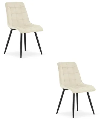 Productafbeelding van Chaise - Leobert - Tweedelig - Lichtbeige veloursstof / Zwarte poten - Set van 2