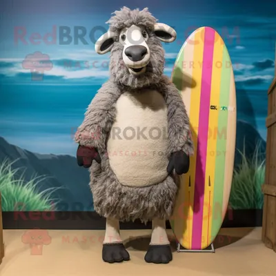 Obrázek produktu pro Kostýmová REDBROKOLY postava maskota Grey Suffolk Sheep oblečená v šortkách a šátcích