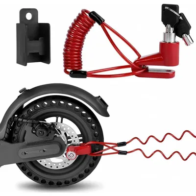 Produktbild von Bremsscheibenschloss für E-Scooter und Fahrräder, Scheibenbremsschloss mit Erinnerungsseil, Rot