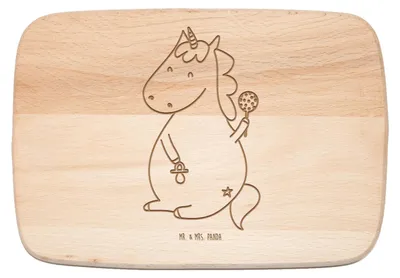Produktbild von Mr. & Mrs. Panda Holzbrett Einhorn Baby - Transparent - Geschenk, Frühstücksbrettchen, schneidbrett, Mutter, Einhörner, Holzbrettchen, Unicorn, Frühstücksbrett, Eltern