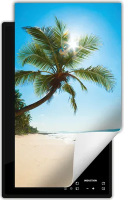 Produktbild von DarHaus Herdabdeckplatte 1 teilig 30x52 cm Anti Rutsch Matte Aufrollbar, Strand - Meer