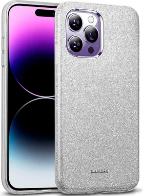 Produktbild von Conie Glitzer Schutzhülle für iPhone 14 Pro Hybrid Silikon Hard Case TPU Cover Hülle in Silber