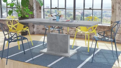 Produktbild von Grand Noir Couchtisch ausziehbar höhenverstellbar 120-180cm in Beton Betonoptik modern vielseitig Wohnzimmertisch Esstisch Beistelltisch Sofatisch platzsparend hochwertig Wohnzimmer