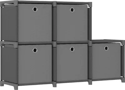 Obrázek produktu pro Výstavní police 5 přihrádek s boxy šedé 103x30x72,5 cm textil