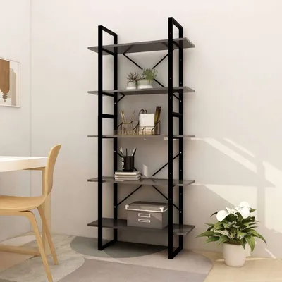 Produktbild von The Living Store Bücherregal 5 Fächer Grau 80x30x175 cm Holzwerkstoff