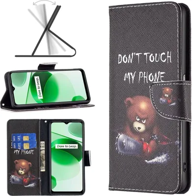 Produktbild von König Design Hülle kompatibel mit Realme C35 Kunstleder Handyhülle - Handy Case Schwarz